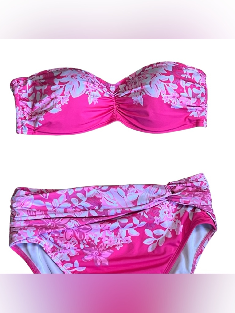Lilly Pulitzer Women’s 10 Pink White Two Piece Bandeau Bikini Set Aislyn Yarrow - Picture 3 of 12